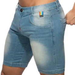 Bermuda Jeans Rainbow Tape Bleu Indigo