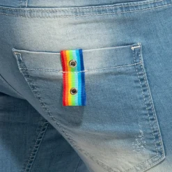 Bermuda Jeans Rainbow Tape Bleu Indigo