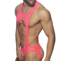 Body Empty Bottom Sexy Mesh Rose Fluo