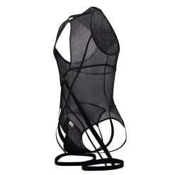 Body String Jarretière Résille Noir