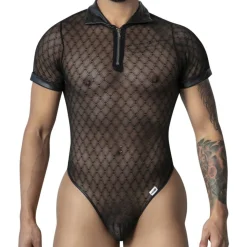 Body String Résille Géométrique Noir