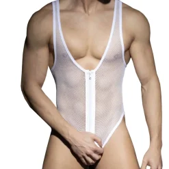 Body Zip Mesh Blanc