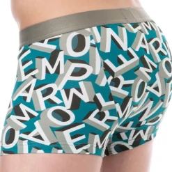 Boxer Bold All Over Lettering Coton Bleu Paon