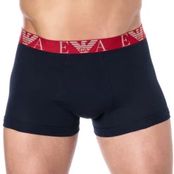 Boxer Bold Monogram Coton Marine - Rouge
