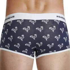 Boxer Court Origami Coq - Bleu Marine - Blanc