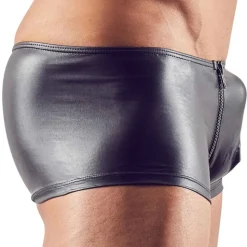 Boxer Court Zip Simili Cuir Noir