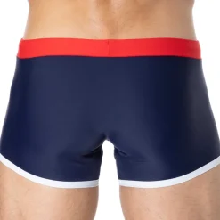 Boxer de Bain Bleu Marine - Rouge - Blanc