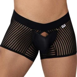 Boxer Empty Bottom Résille Rayée Noir