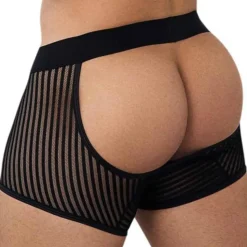 Boxer Empty Bottom Résille Rayée Noir