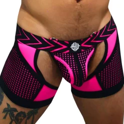 Boxer Jock Chock Dickmatized Noir - Rose Fluo