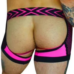 Boxer Jock Chock Dickmatized Noir - Rose Fluo