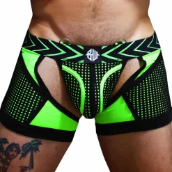 Boxer Jock Chock Dickmatized Noir - Vert Fluo
