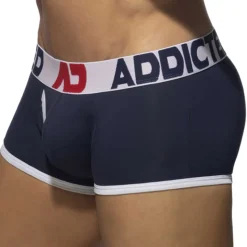 Boxer Open Fly Coton Bleu Marine - Blanc