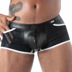 Boxer Zippé Kinky Noir - Blanc