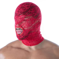 Cagoule Bouche Ouverte en Dentelle Fluide Rouge