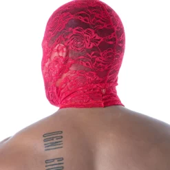 Cagoule Bouche Ouverte en Dentelle Fluide Rouge