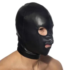 Cagoule Fetish en Cuir Vegan Noire