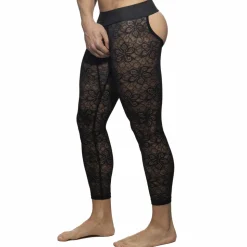 Caleçon Long Empty Bottom Dentelle Florale Noir