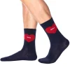 Chaussettes Basses Coton Cœurs - Bleu Marine