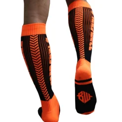 Chaussettes Hautes Eternity - Orange Fluo - Noir