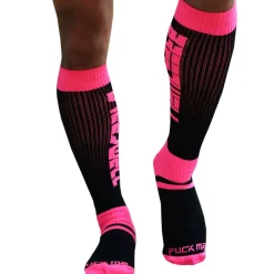 Chaussettes Hautes Eternity - Rose Fluo - Noires