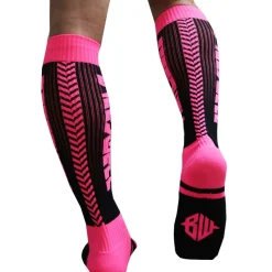 Chaussettes Hautes Eternity - Rose Fluo - Noires