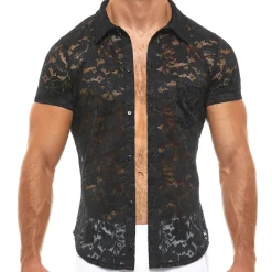 Chemisette Dentelle Florale Noir