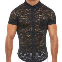 Chemisette Dentelle Florale Noir