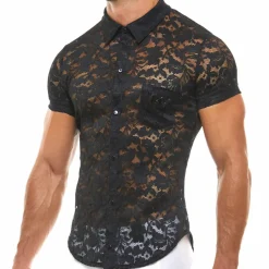 Chemisette Dentelle Florale Noir