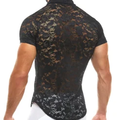 Chemisette Dentelle Florale Noir