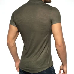 Chemisette Slim Fit Microfibre Vert Kaki