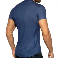 Chemisette Slim Fit Microfibre Bleu Marine