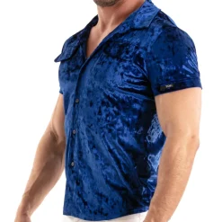 Chemisette Velours Froissé Bleue