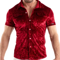 Chemisette Velours Froissé Rouge