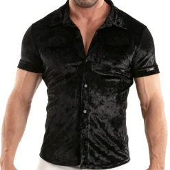 Chemisette Velours Froissé Noire