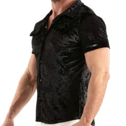 Chemisette Velours Froissé Noire