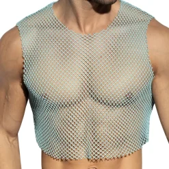 Crop Top Beachy Résille Bleu Ciel