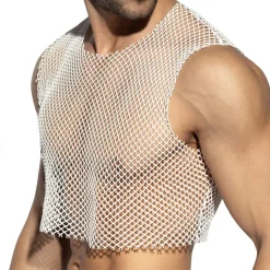 Crop Top Beachy Résille Blanc