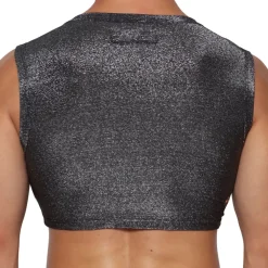 Crop Top Glisten Noir - Argent