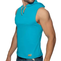 Débardeur à Capuche Bande Logo Bleu