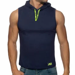 Débardeur à Capuche Bande Logo Bleu Marine