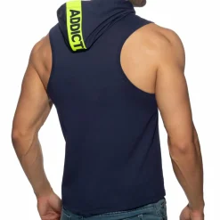 Débardeur à Capuche Bande Logo Bleu Marine