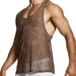 Débardeur Abstract Résille Marron