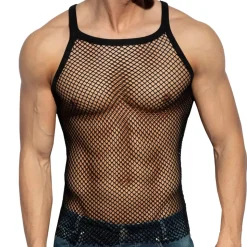 Débardeur Beachy Strap Résille Noir