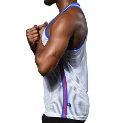 Débardeur Col Carré en Mesh Blanc