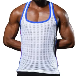 Débardeur Col Carré en Mesh Blanc