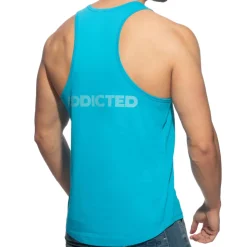 Débardeur Col U Coton Bleu Turquoise