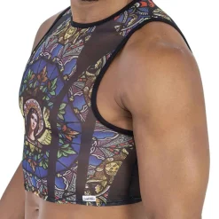 Débardeur Crop Vitrail Noir