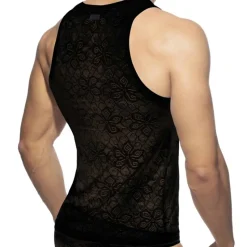 Débardeur Dentelle Florale Noir