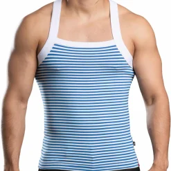 Débardeur Miami Cabana Boy Rayé Blanc - Bleu